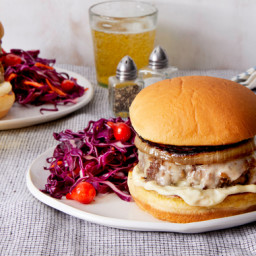 White Cheddar Cheeseburgers with Tangy Cabbage Slaw