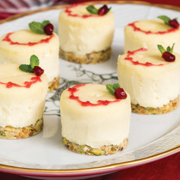 White Chocolate and Pomegranate Cheesecakes