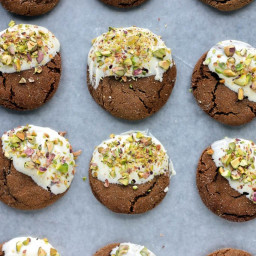 White Chocolate-Dipped Brown Butter Ginger Cookies with Pistachios