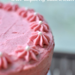 White chocolate mud cake with raspberry buttercream