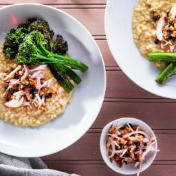 White Lentil Risotto with Broccolini & Walnut Currant Agrodolce