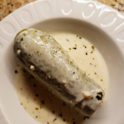 Stuffed White Zucchini, in Yogurt Sauce 