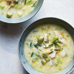Whitefish, Leek and Celery Chowder  with White Beans