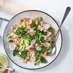Whole-Grain Salad with Charred Broccoli, Spring Onions and Parsley-Sumac Vi