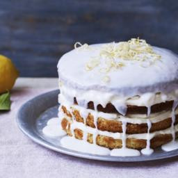Whole lemon cake with lemon cheesecake icing