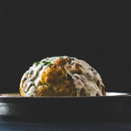 Whole Roasted Cauliflower with Fontina Cheese Sauce