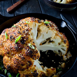 Whole Roasted Cauliflower with Sesame and Ginger