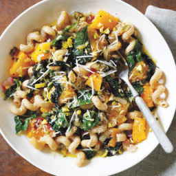 Whole-Wheat Pasta With Braised Squash, Chard, and Pistachios
