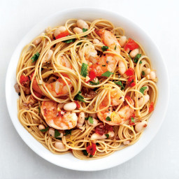 Whole-Wheat Spaghetti With Shrimp And White Beans