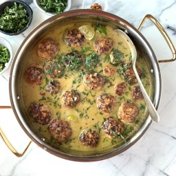 Whole30 Chicken Meatballs in Green Curry