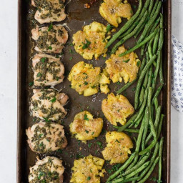 Whole30 Chicken Thighs Sheet Pan Dinner with Smashed Potatoes (30 minute me