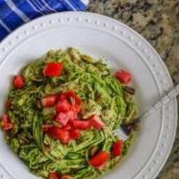 Whole30 Pesto Chicken Zoodles and Pistachios