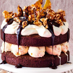 Wicked chocolate brownie and praline ice-cream cake