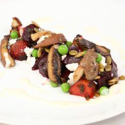 Wild Mushroom, Roasted Beet, and Goat Cheese Salad with Onion Purée