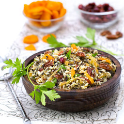 Wild Rice Salad with Cranberries Apricots and Pecans