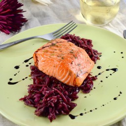Wild Salmon with Sweet and Sour Braised Cabbage