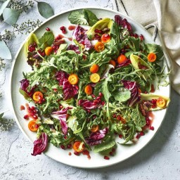 Winter Greens Salad with Pomegranate and Kumquats