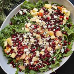 Winter Kale Salad with Pomegranates and Apples