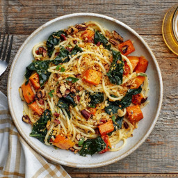 Winter Squash and Kale Pasta With Pecan Breadcrumbs