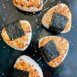 Yaki Onigiri (Grilled Japanese Rice Balls) With Pickled Shiitakes