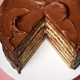 Yellow Layer Cake with Chocolate and #8211;Sour Cream Frosting