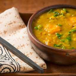 Yellow Split-Pea Soup with Sweet Potatoes and Kale