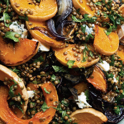 Yotam Ottolenghi's Roasted Butternut Squash with Lentils and Gorgonzola 