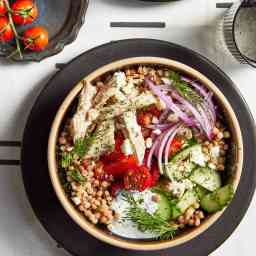 You'll Make These Chicken, Feta & Cucumber Couscous Bowls Again and
