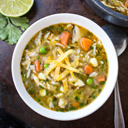 Zesty Chicken and Rice Soup with Lime and Cilantro
