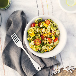 Zoodle Salad with Grilled Corn and Cherry Tomatoes