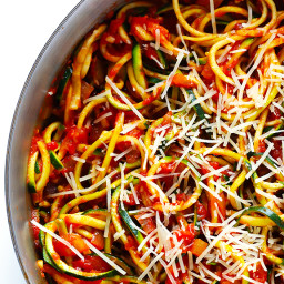 Zoodles Marinara (Zucchini Noodles with Chunky Tomato Sauce)