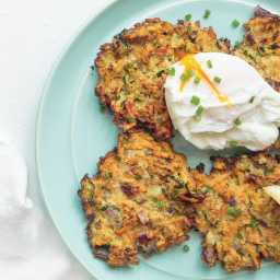 Zucchini & Sweet Potato Fritters with Poached Eggs