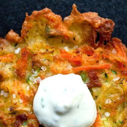 Zucchini and Carrot Fritters With Yogurt-Mint Dip