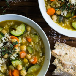 Zucchini and Chickpea Soup with Wild Rice