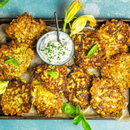 Zucchini-and-Corn Fritters With Herb Sour Cream Recipe