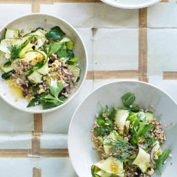 Zucchini and farro salad with toasted hazelnuts