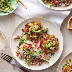 Zucchini and Shrimp Cakes with Snap Pea Relish