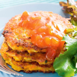 Zucchini, carrot and cheddar fritters