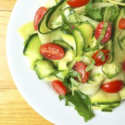 Zucchini Cucumber Ribbon Salad with Lemon Basil Vinaigrette