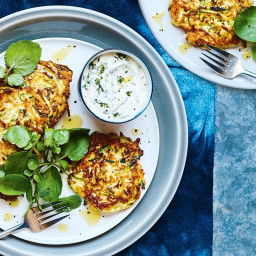 Zucchini fritters with herbed yoghurt