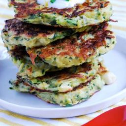 Zucchini Fritters with Lemon Yoghurt Dipping Sauce