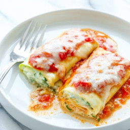 Zucchini Lasagna Rolls with Spinach & Ricotta Filling