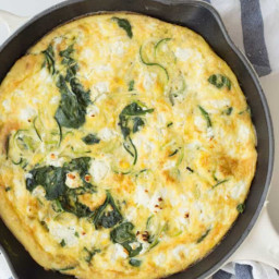 Zucchini Noodle and Spinach Frittata with Goat Cheese