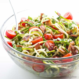 Zucchini Noodle Salad with Bacon & Tomatoes (Low Carb, Paleo)