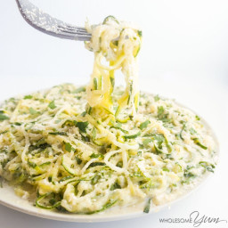 Zucchini Noodles Recipe with Healthy Alfredo Sauce (Low Carb, Gluten-Free)