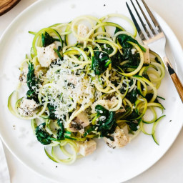 Zucchini Noodles with Chicken, Spinach and Parmesan
