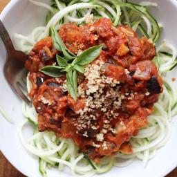 Zucchini Noodles with Meatless Mushroom Sauce