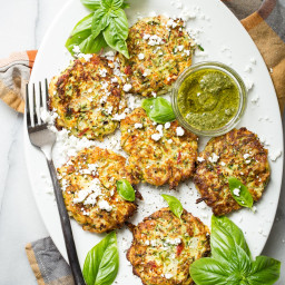 Zucchini Pancakes with Feta and Basil