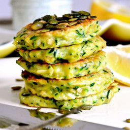 Zucchini Pancakes with Pumpkin Seeds and Dill Sour Cream
