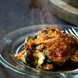 Zucchini Parmesan with Red Pepper-Tomato Sauce